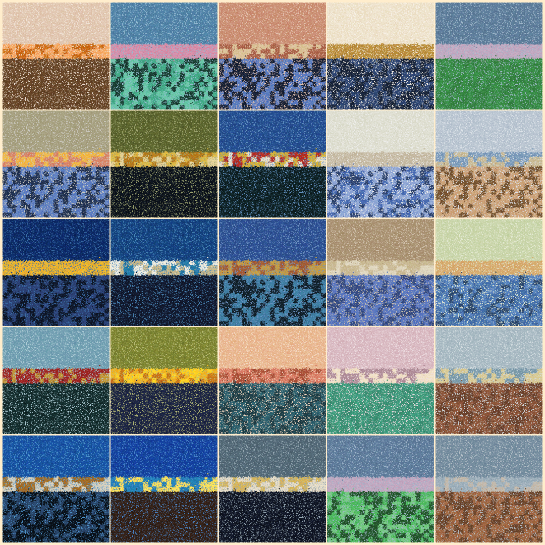 Collage of twenty-five Monetables artworks